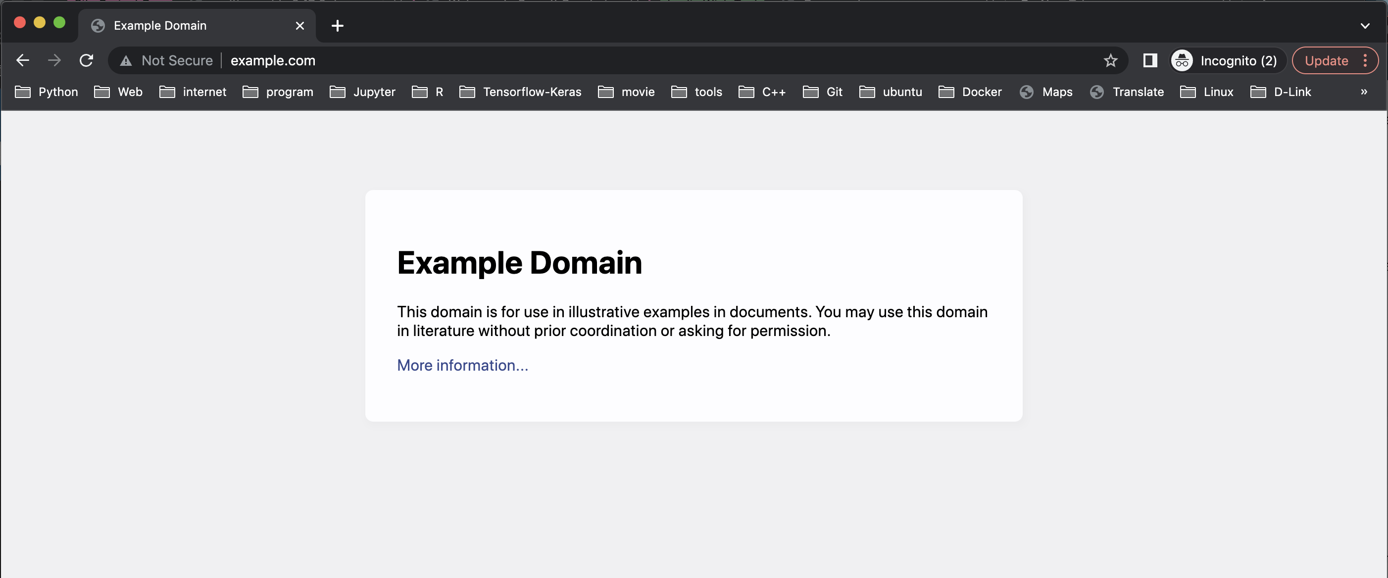 The web page of http://www.example.com/